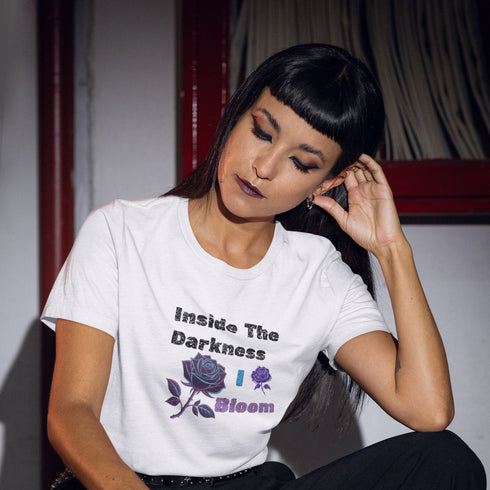 Inside the Darkness I Bloom T-Shirt – Gothic Floral Empowerment Tee